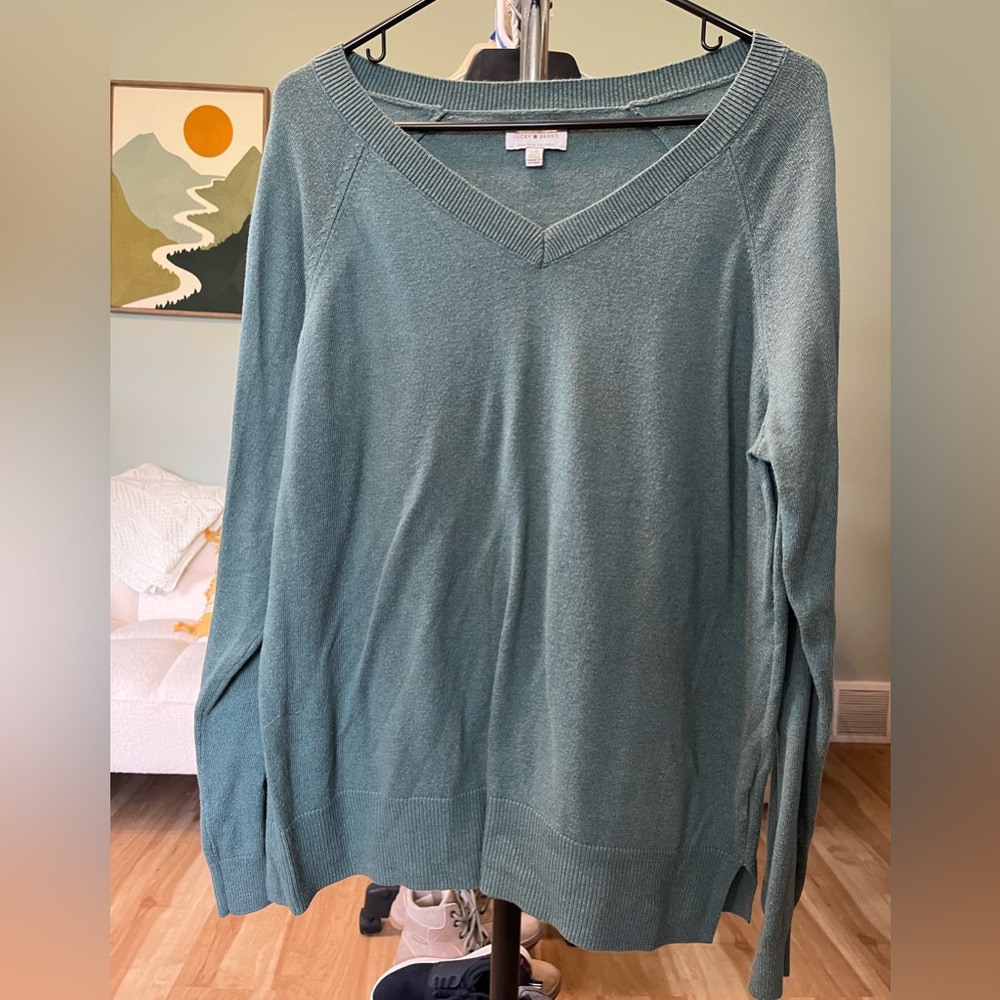 Lucky Brand Women's V-Neck Sweater in Teal Green